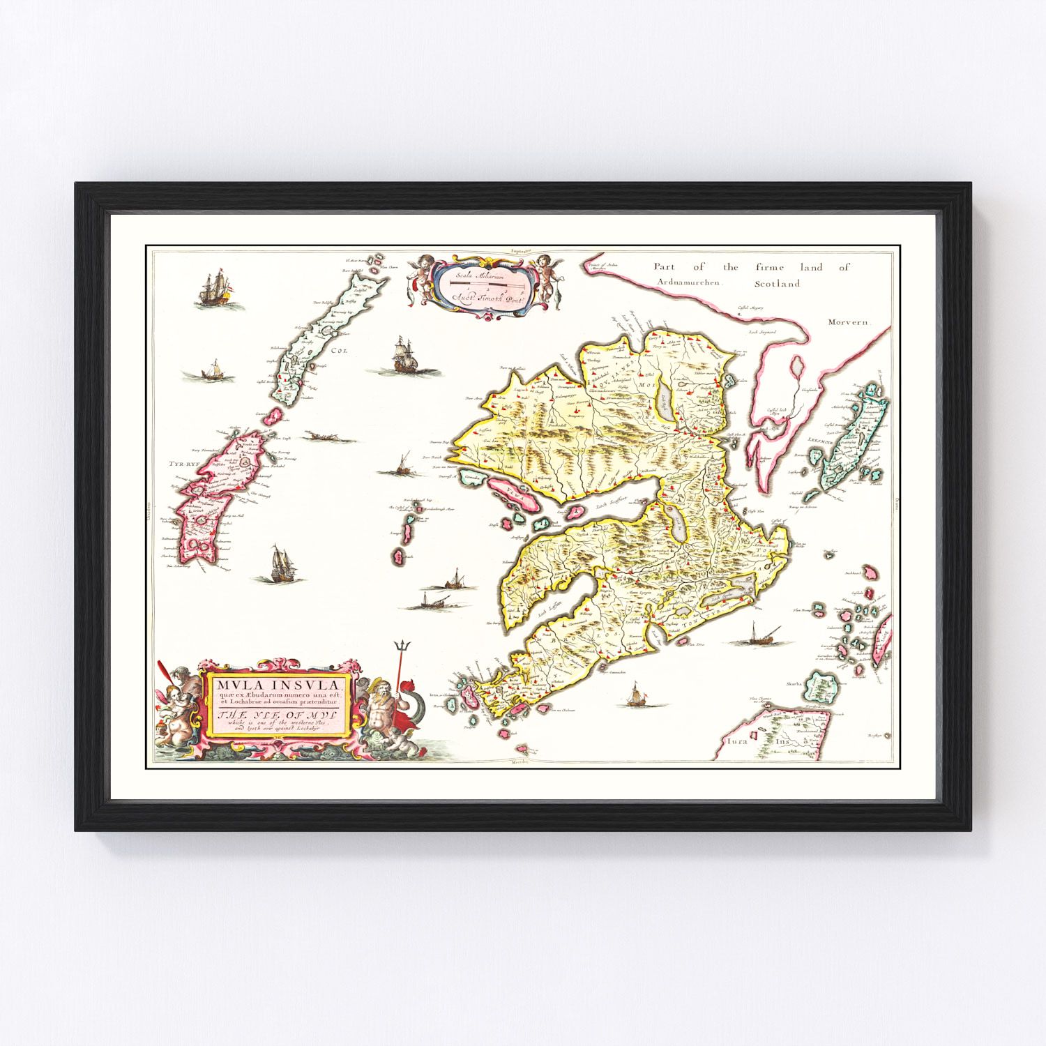 vintage map of the Isle of Mull, Scotland, 1665