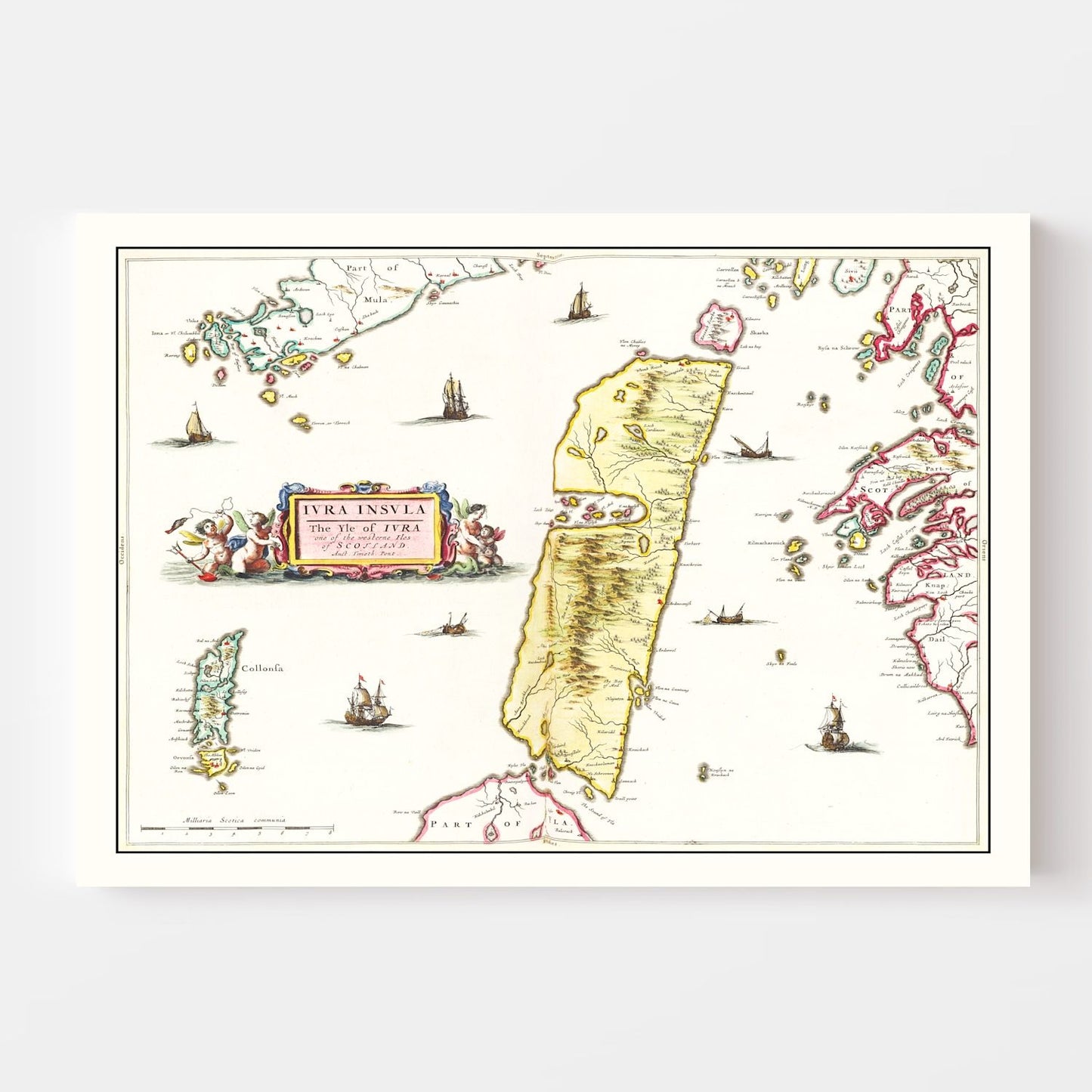 Vintage Map of the Isle of Jura, Scotland, 1665