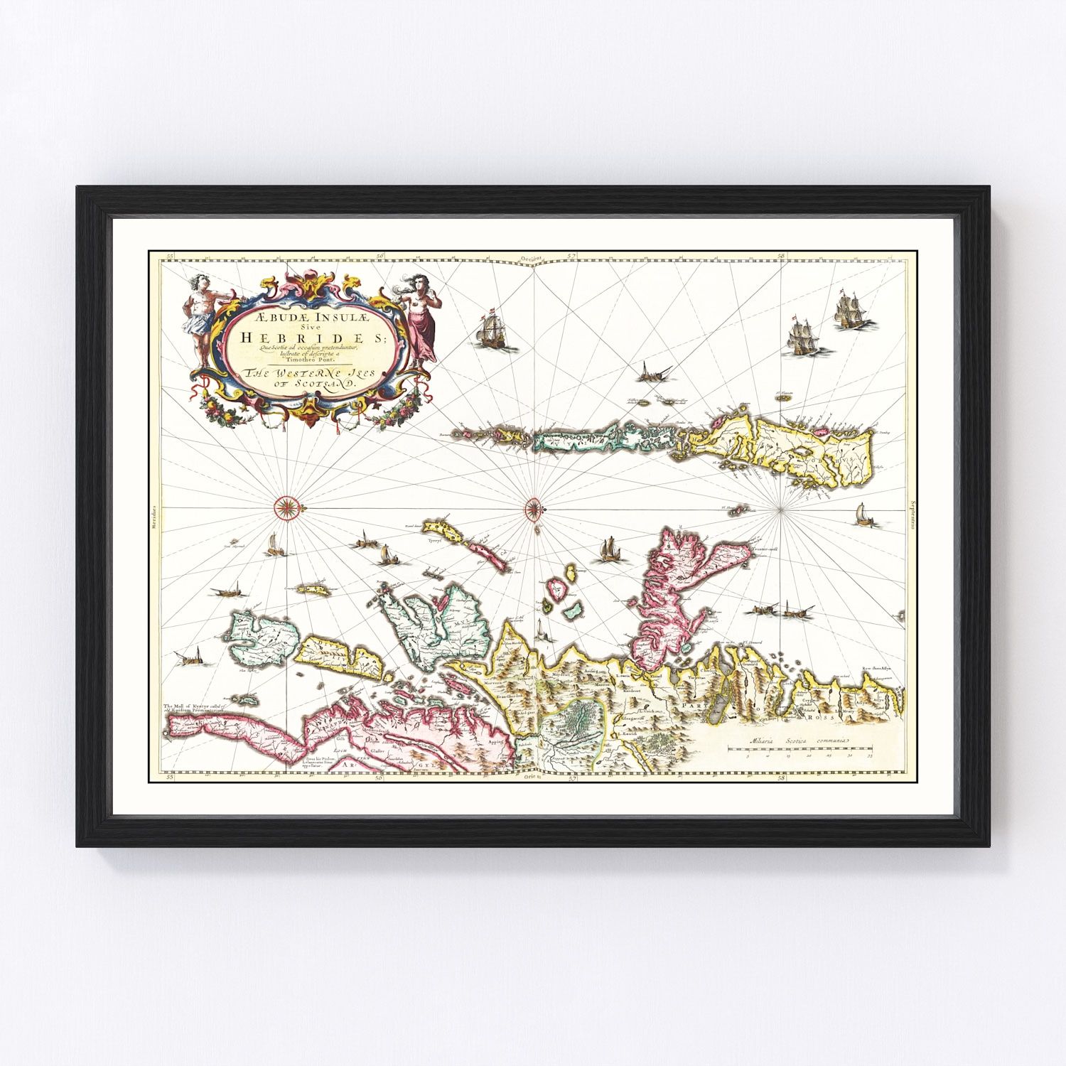 Vintage map of the Hebrides Islands, Scotland, 1665