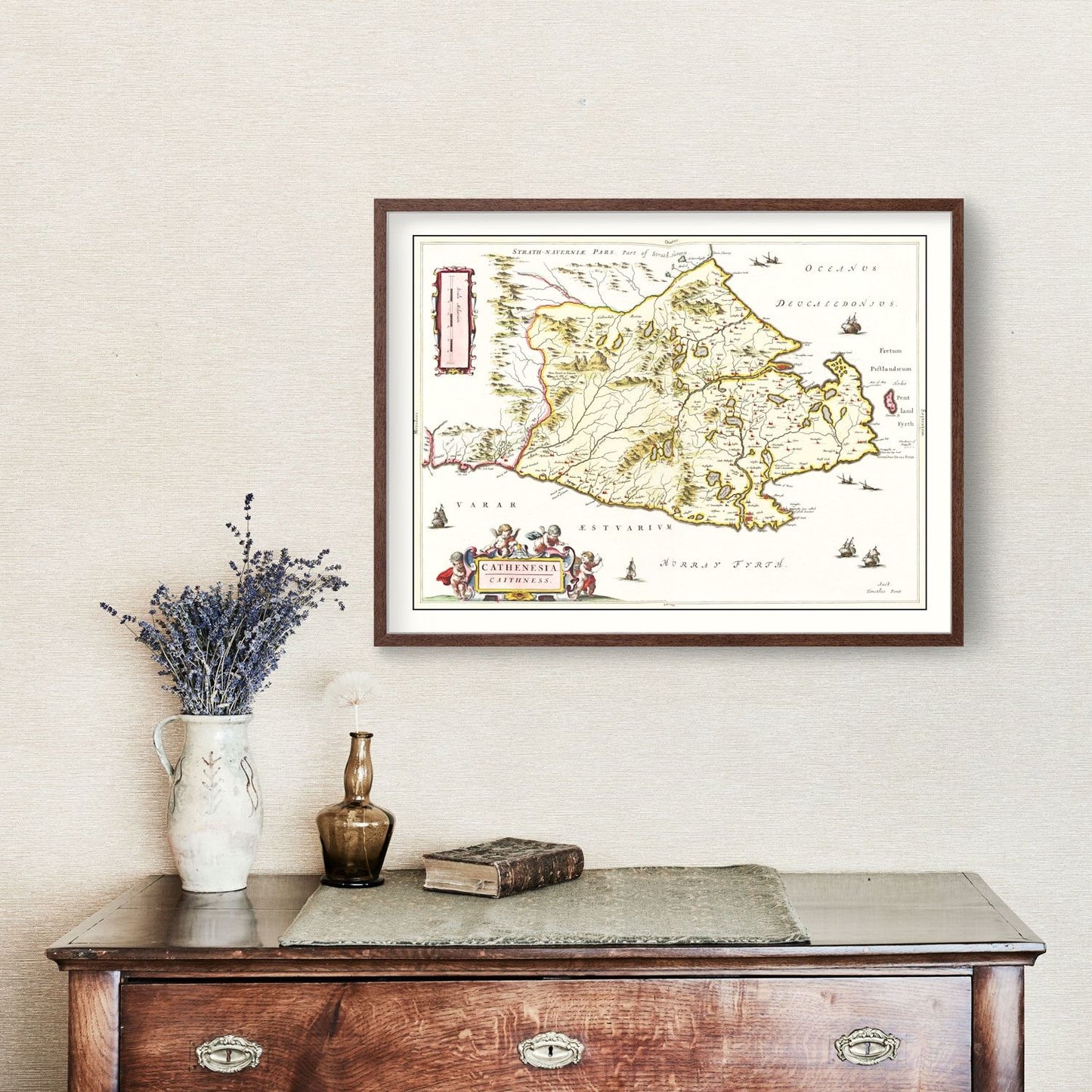 Vintage Map of Caithness, Scotland, 1665 Wall Art