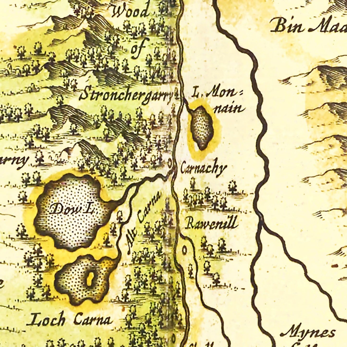 Vintage Map of Strathnaver, Scotland, 1665