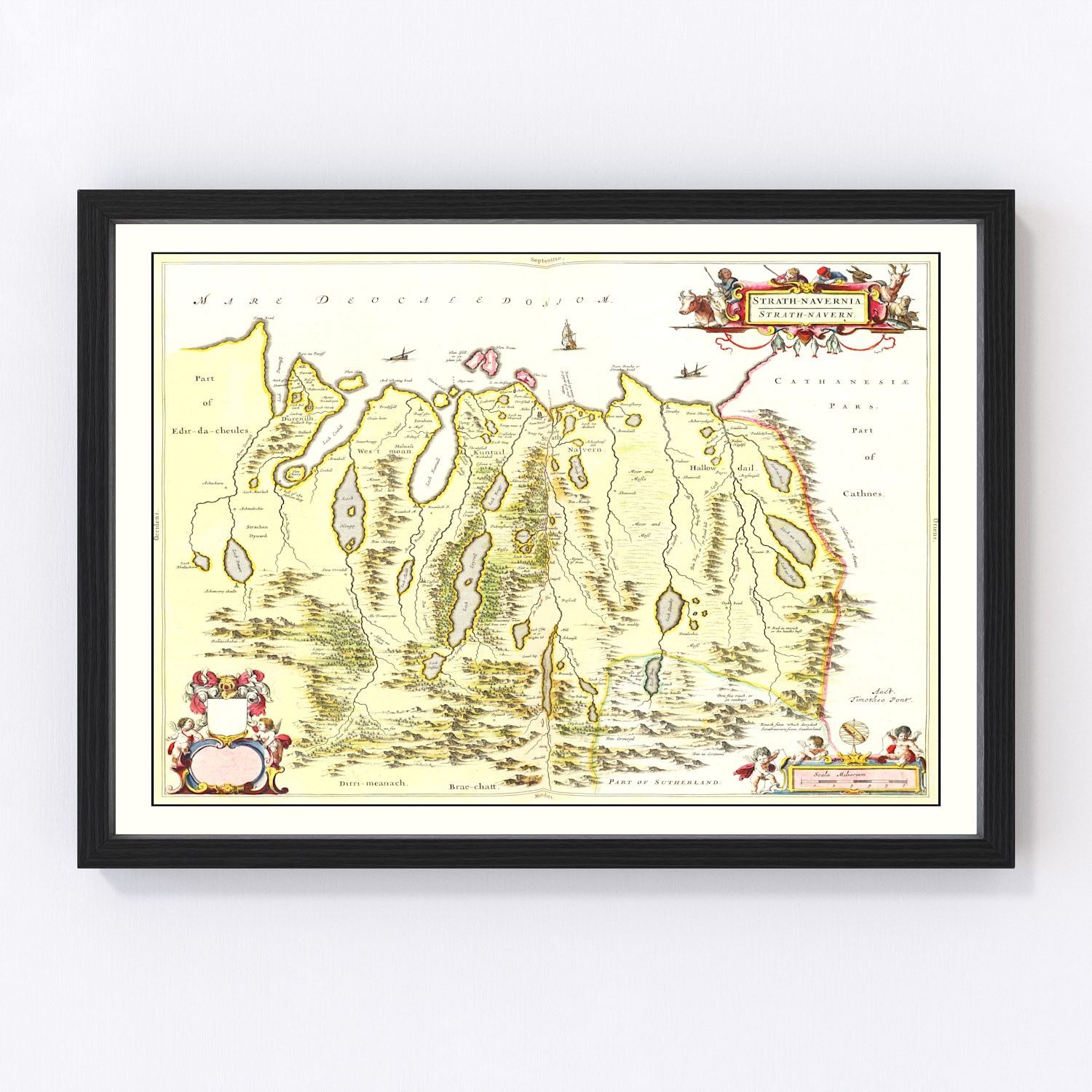 Vintage map of Strathnaver, Scotland, 1665