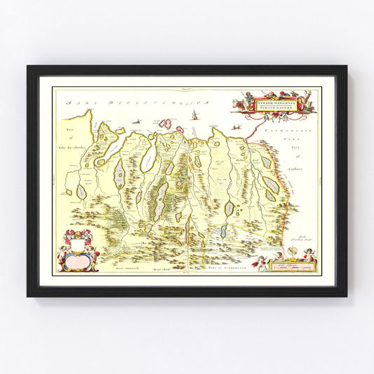 Vintage map of Strathnaver, Scotland, 1665