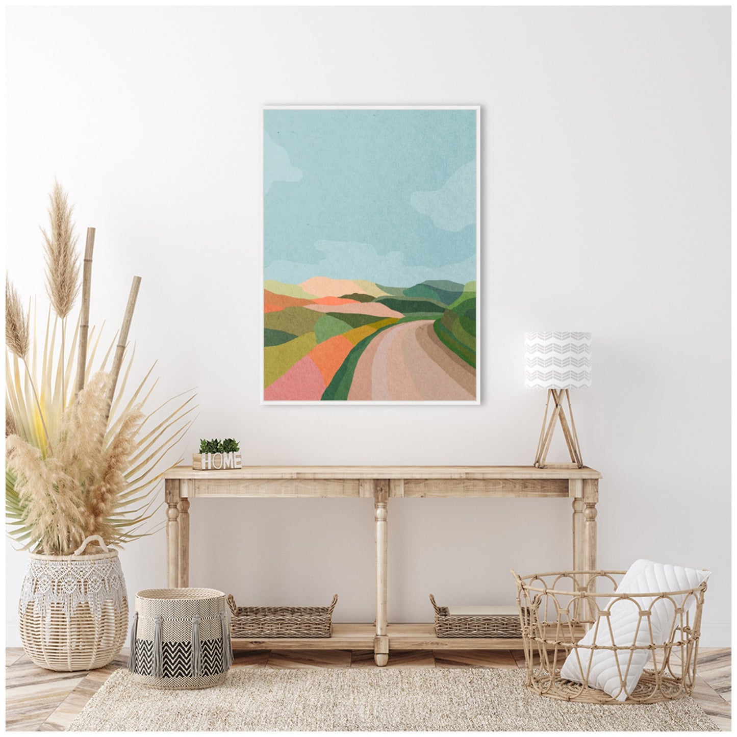Winding Country Lane Framed Canvas Wall Art