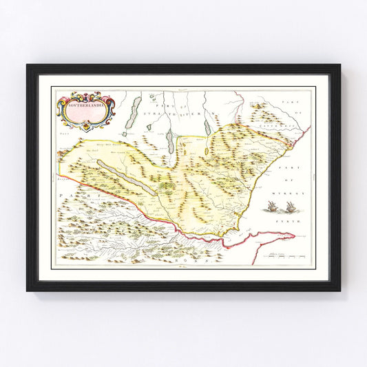 Vintage map of Sutherland, Scotland, 1665