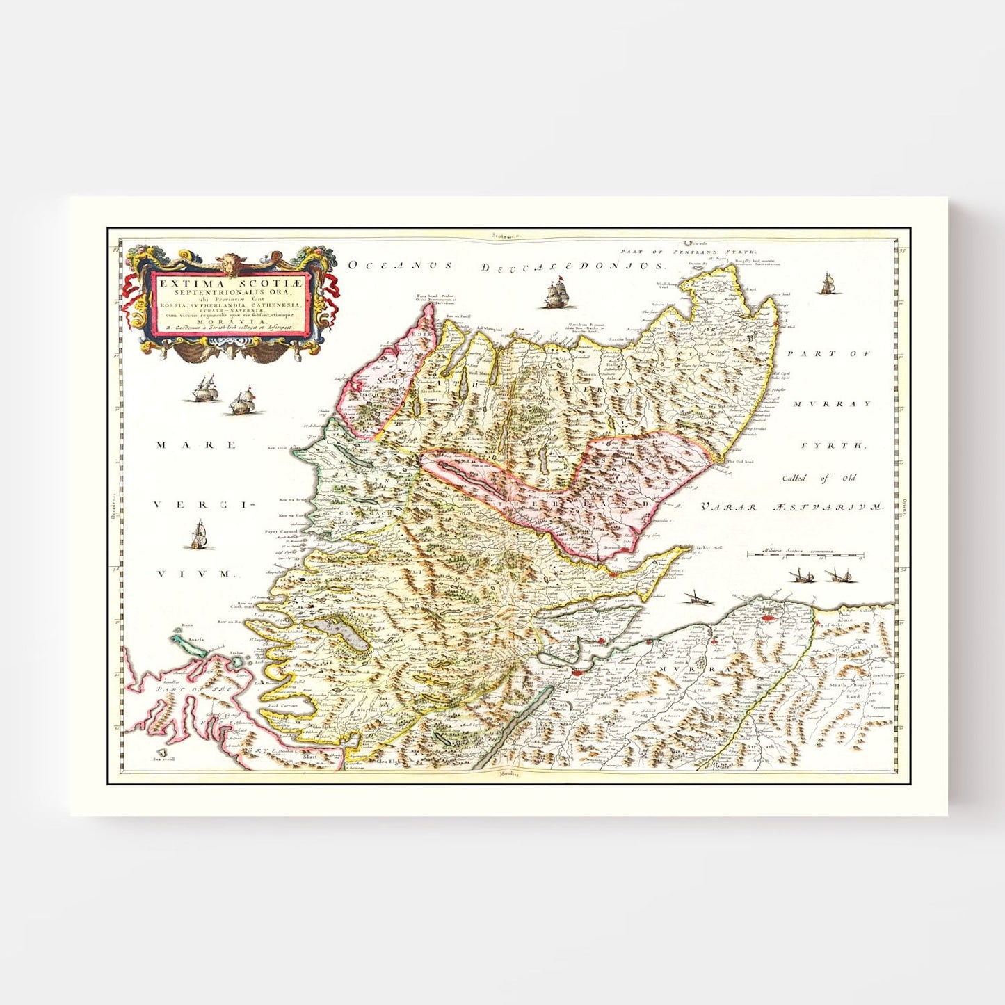 Vintage Map of the Scottish Highlands, 1665