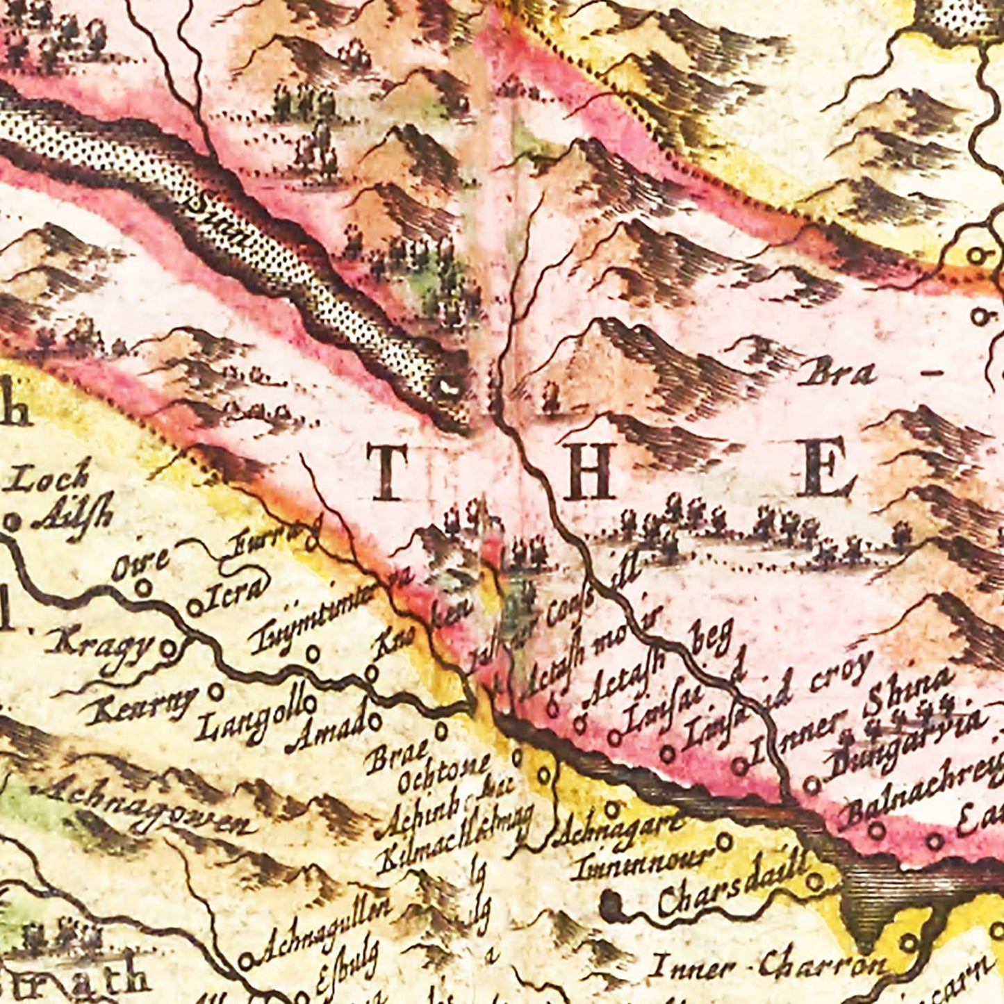 Vintage Map of the Scottish Highlands, 1665