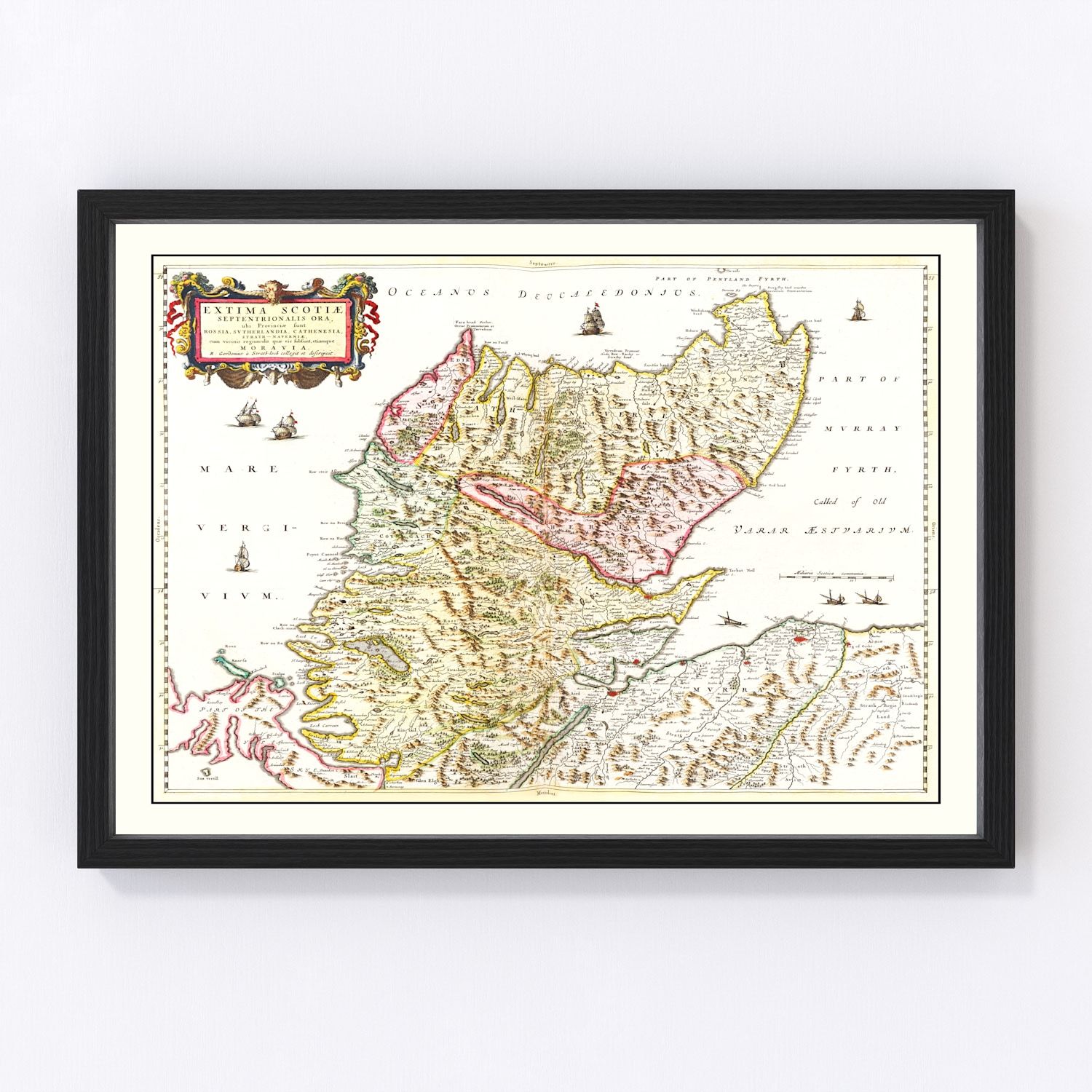 vintage map of the Scottish Highlands, 1665