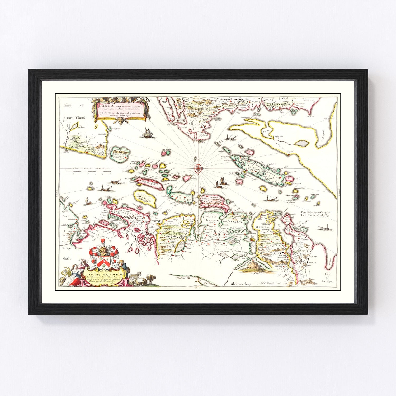 Vintage map of Lorne, Scotland, 1665