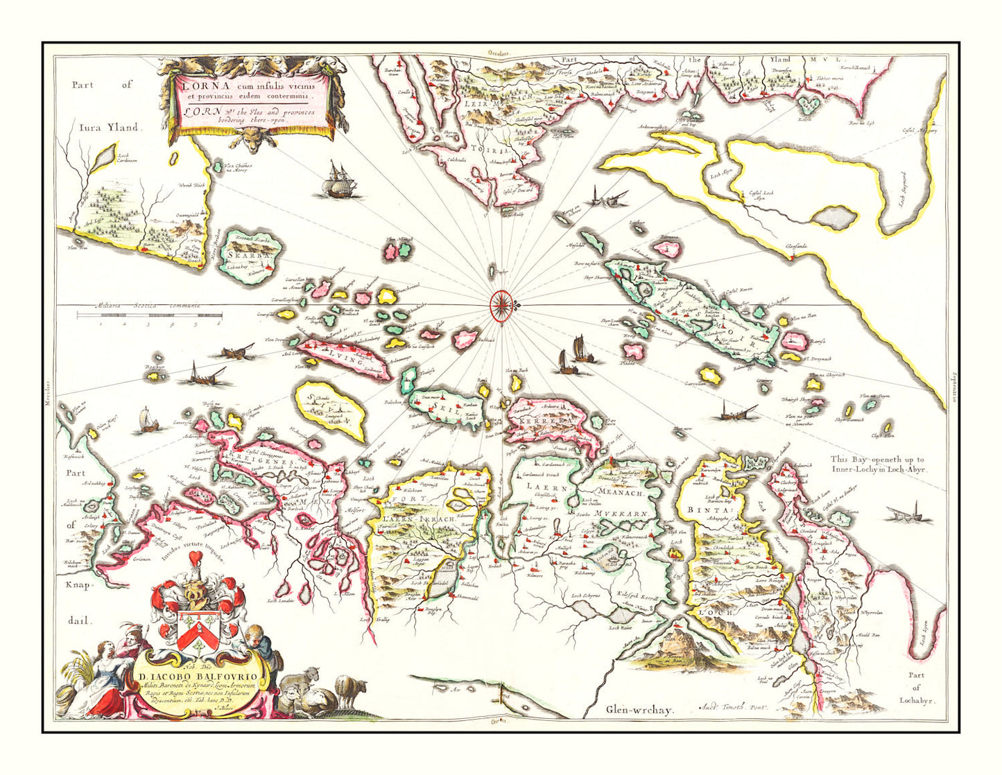 Vintage Map of Lorne, Scotland, 1665