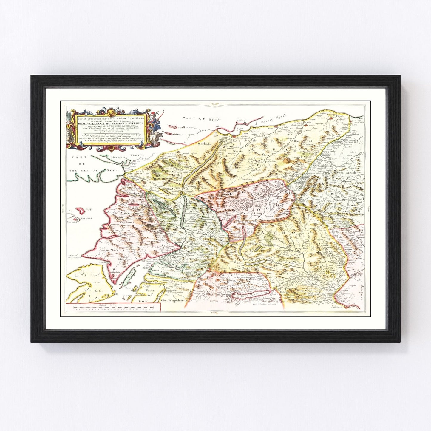 vintage map of Loch Ness, Scotland, 1665