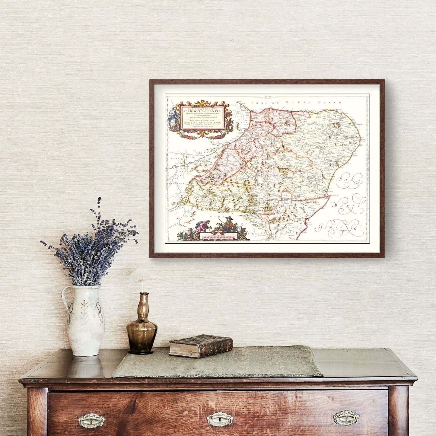 Vintage Map of Aberdeen, Scotland, 1665