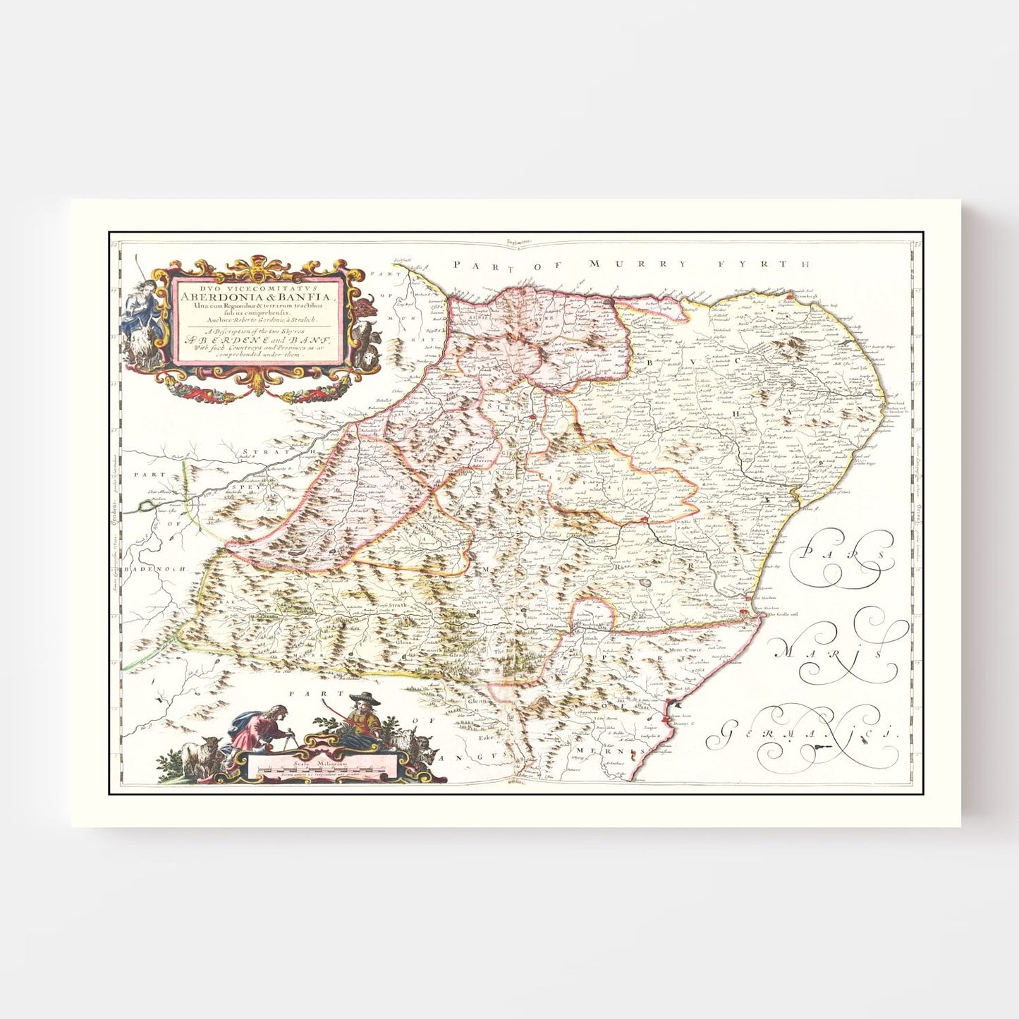 Vintage Map of Aberdeen, Scotland, 1665