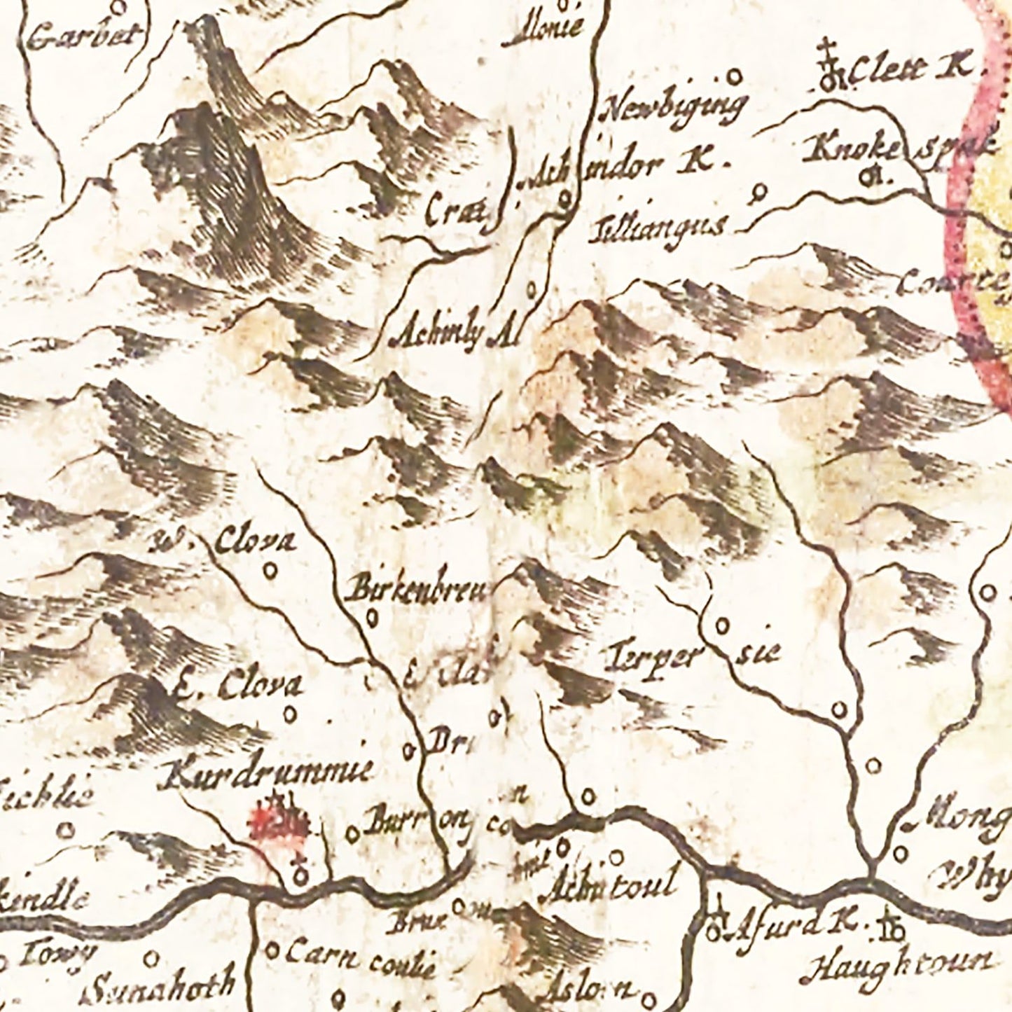 Vintage Map of Aberdeen, Scotland, 1665