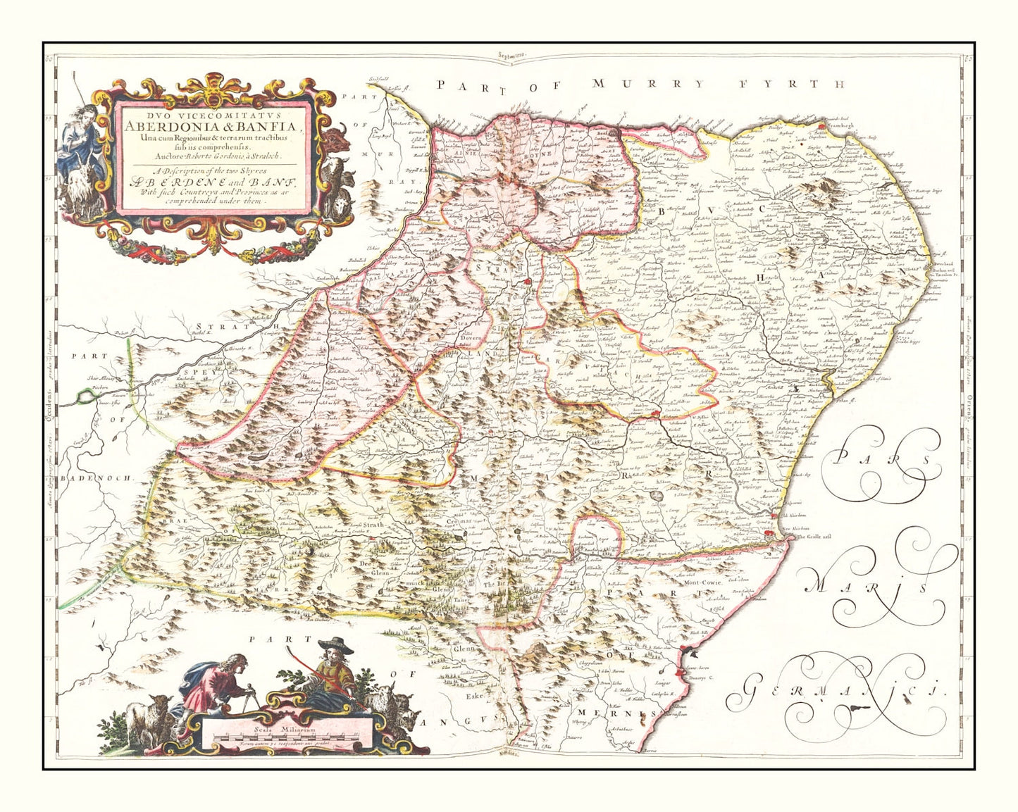 Vintage Map of Aberdeen, Scotland, 1665