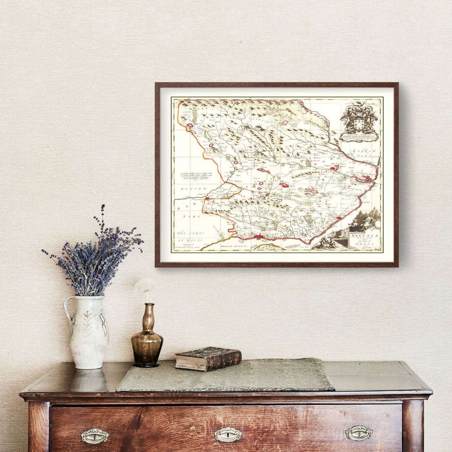 Vintage Map of Angus, Scotland, 1665