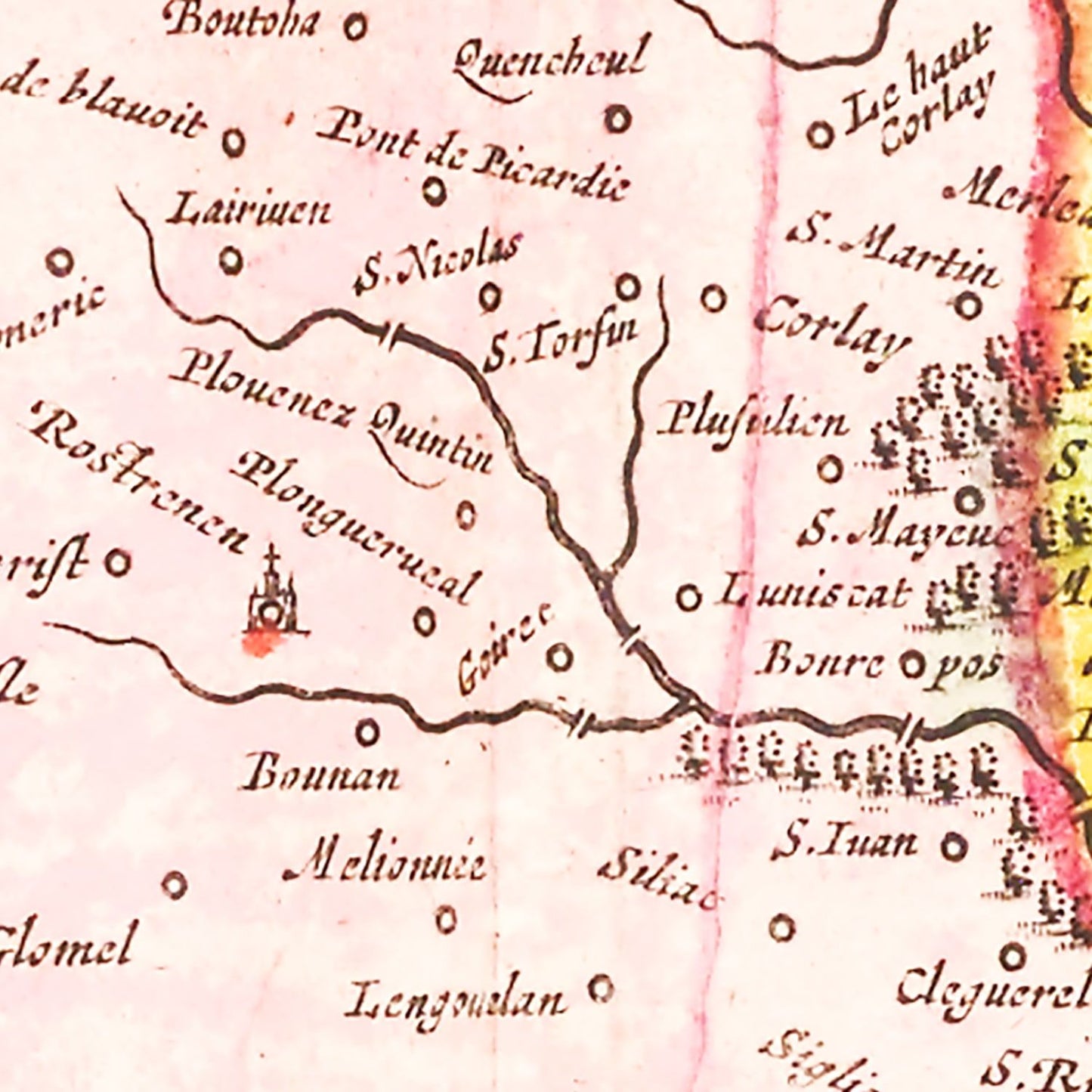 Vintage Map of Bretagne (Brittany), France 1665