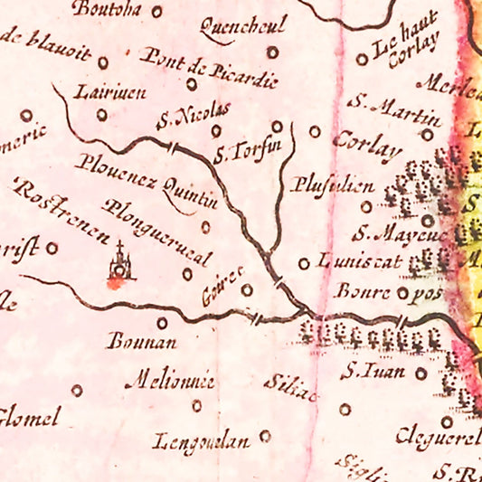 Vintage Map of Bretagne (Brittany), France 1665
