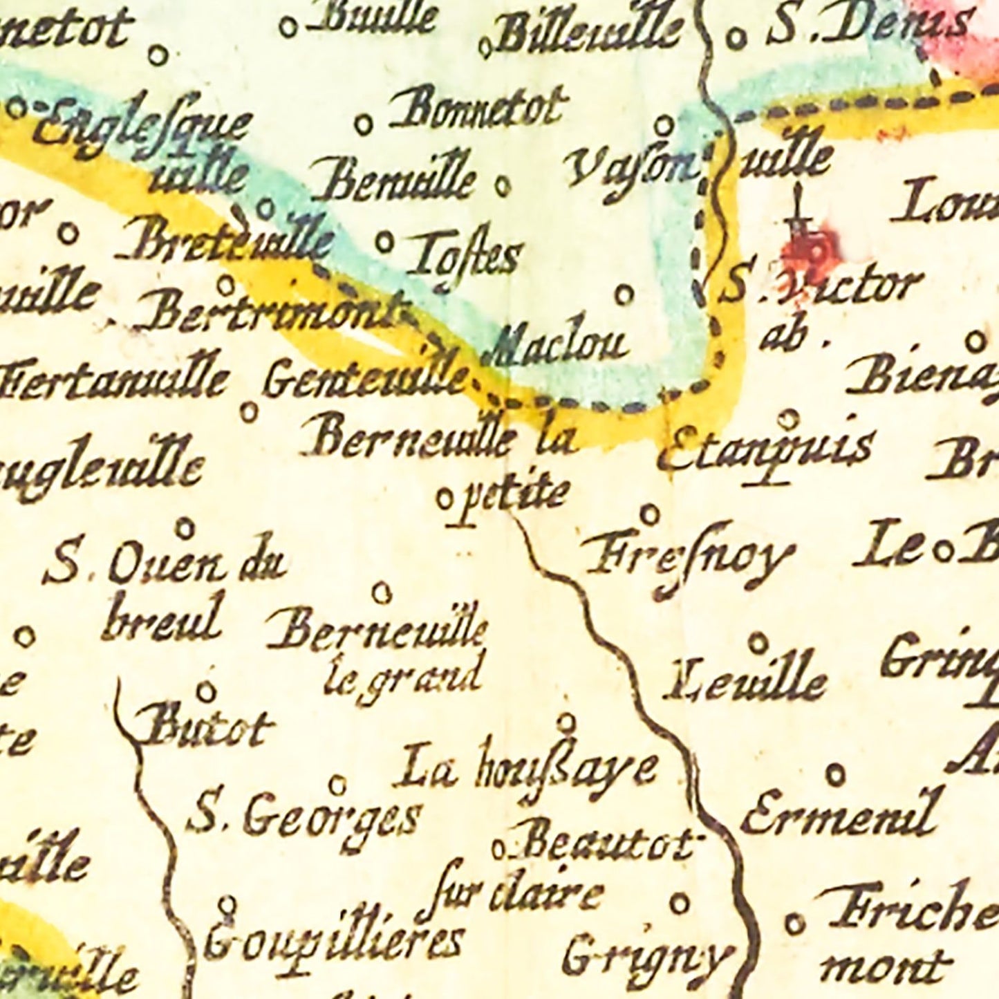 Vintage Map of Pays de Caux, France, 1665