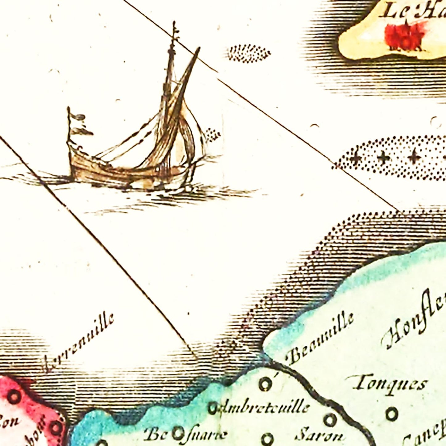 Vintage Map of Normandy, France, 1665
