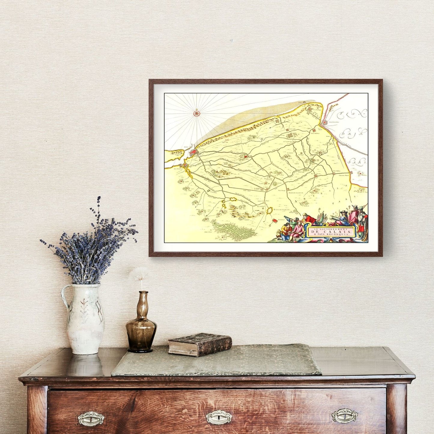 Vintage Map of Calais, France, 1665 | Wall Art