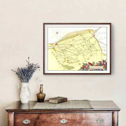 Vintage Map of Calais, France, 1665 | Wall Art