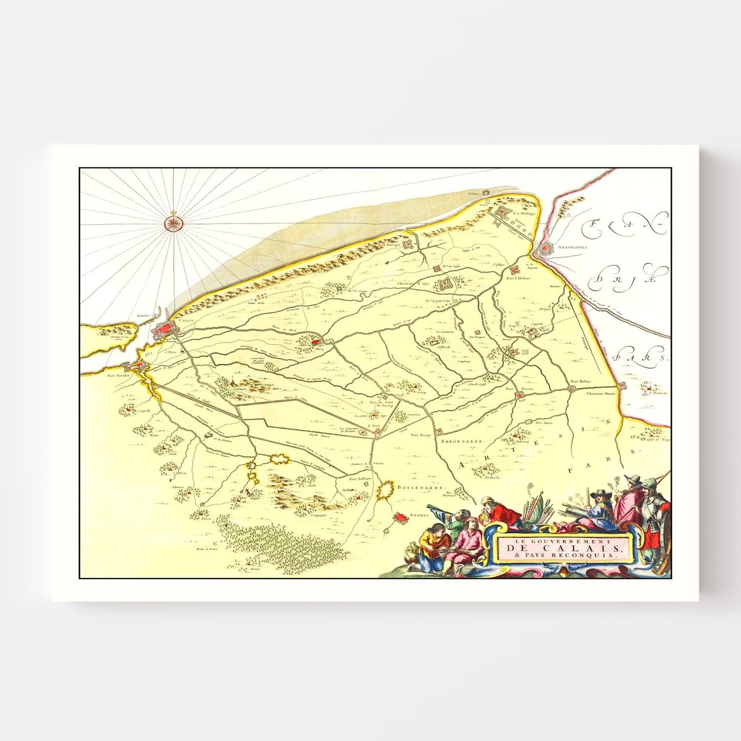 Vintage Map of Calais, France, 1665 | Wall Art