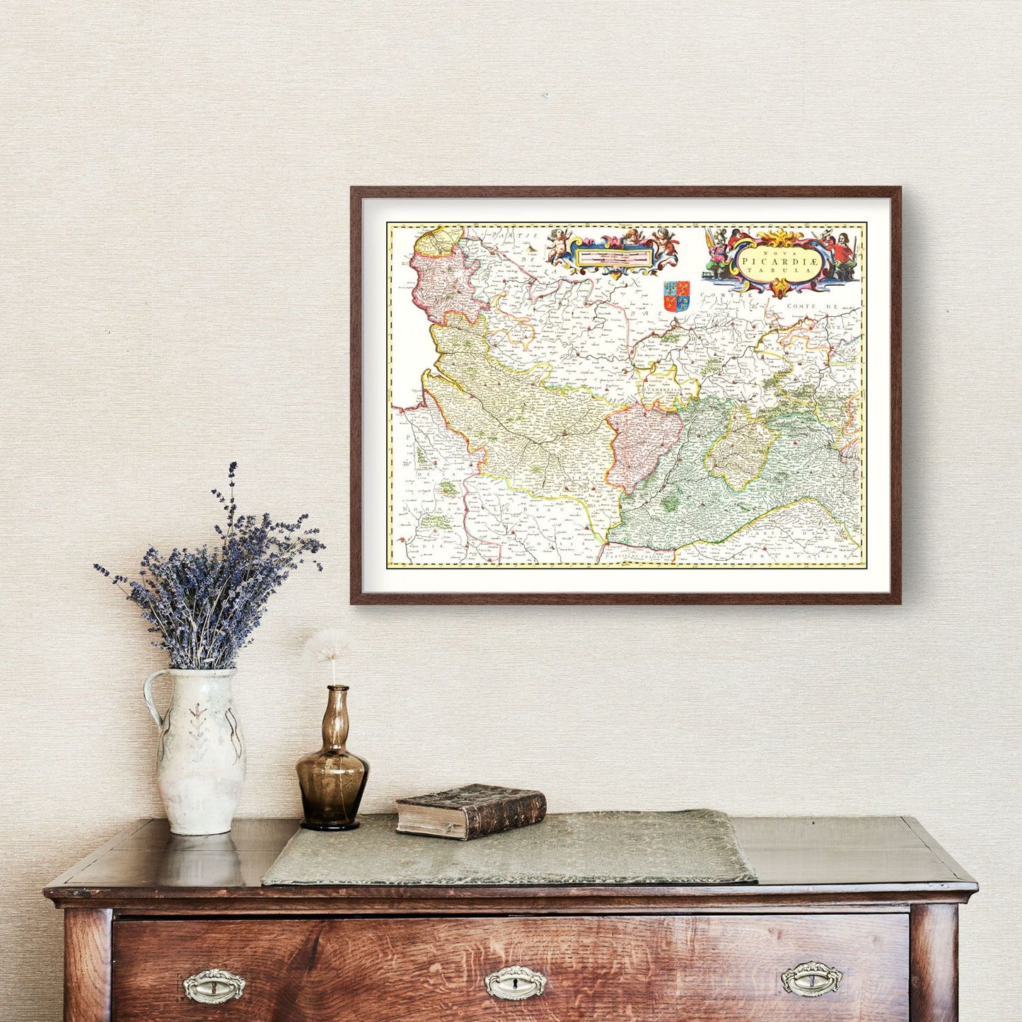 Vintage Map of Picardy, France, 1665