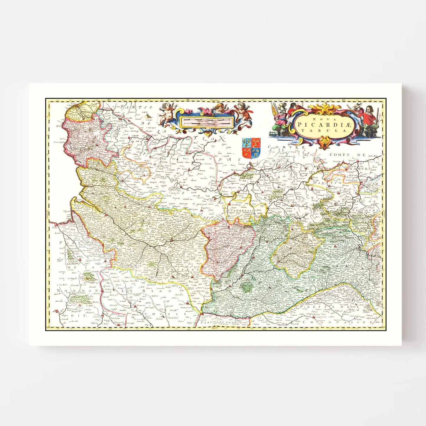 Vintage Map of Picardy, France, 1665
