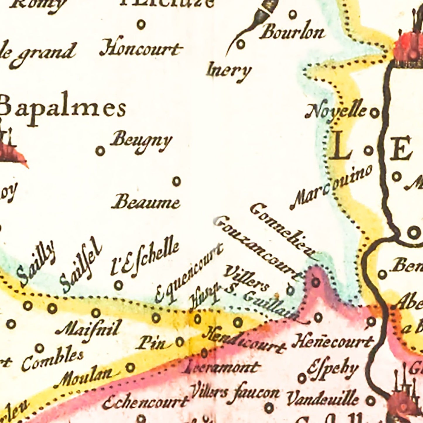 Vintage Map of Picardy, France, 1665