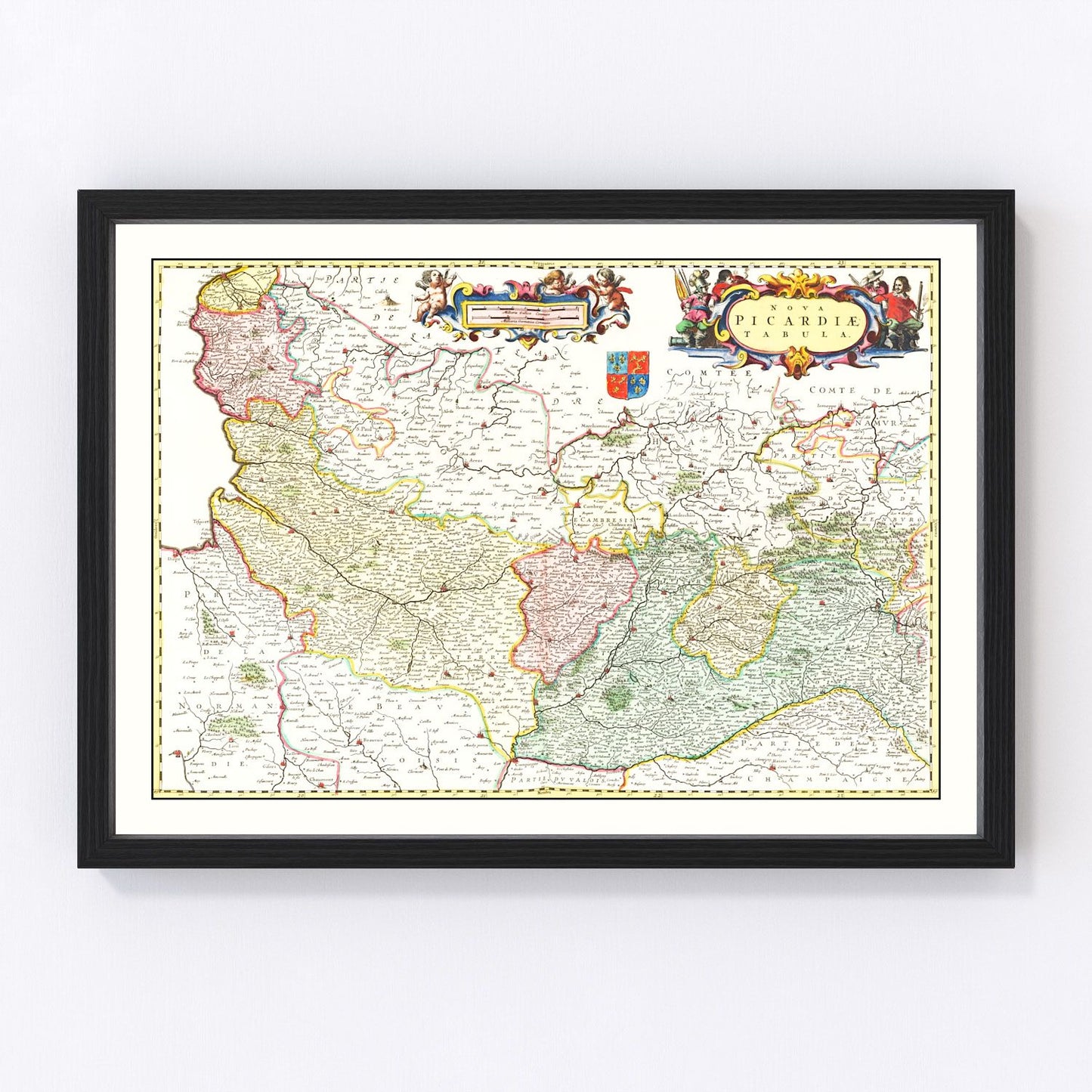 Vintage map of Picardy, France, 1665
