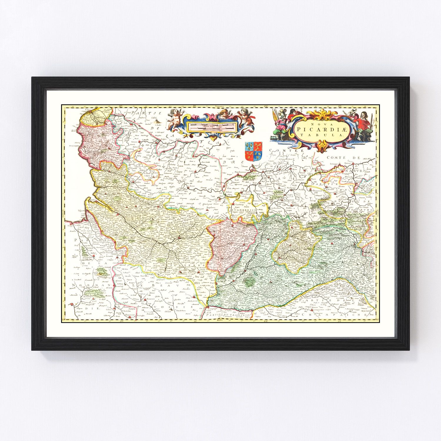 Vintage map of Picardy, France, 1665