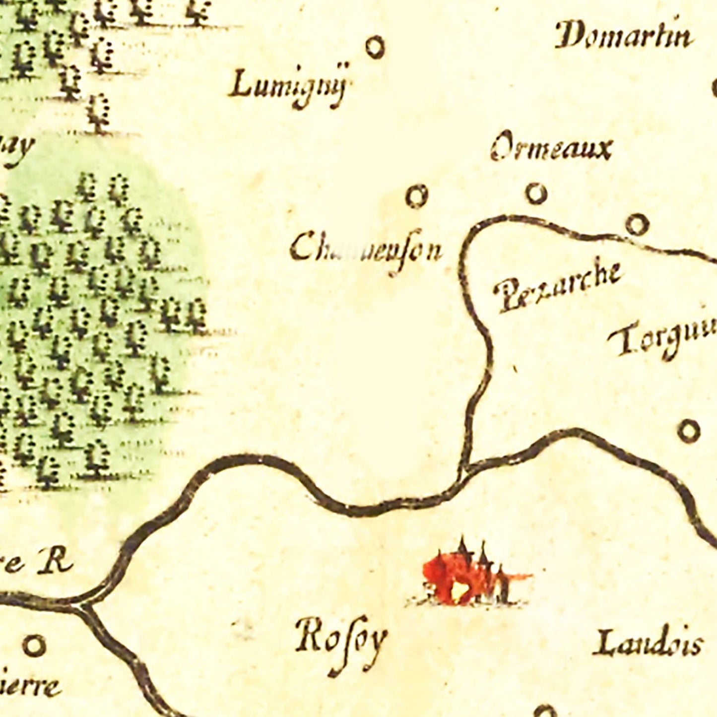 Vintage Map of Brie, France, 1665