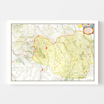 Vintage Map of the Champagne Region, France, 1665