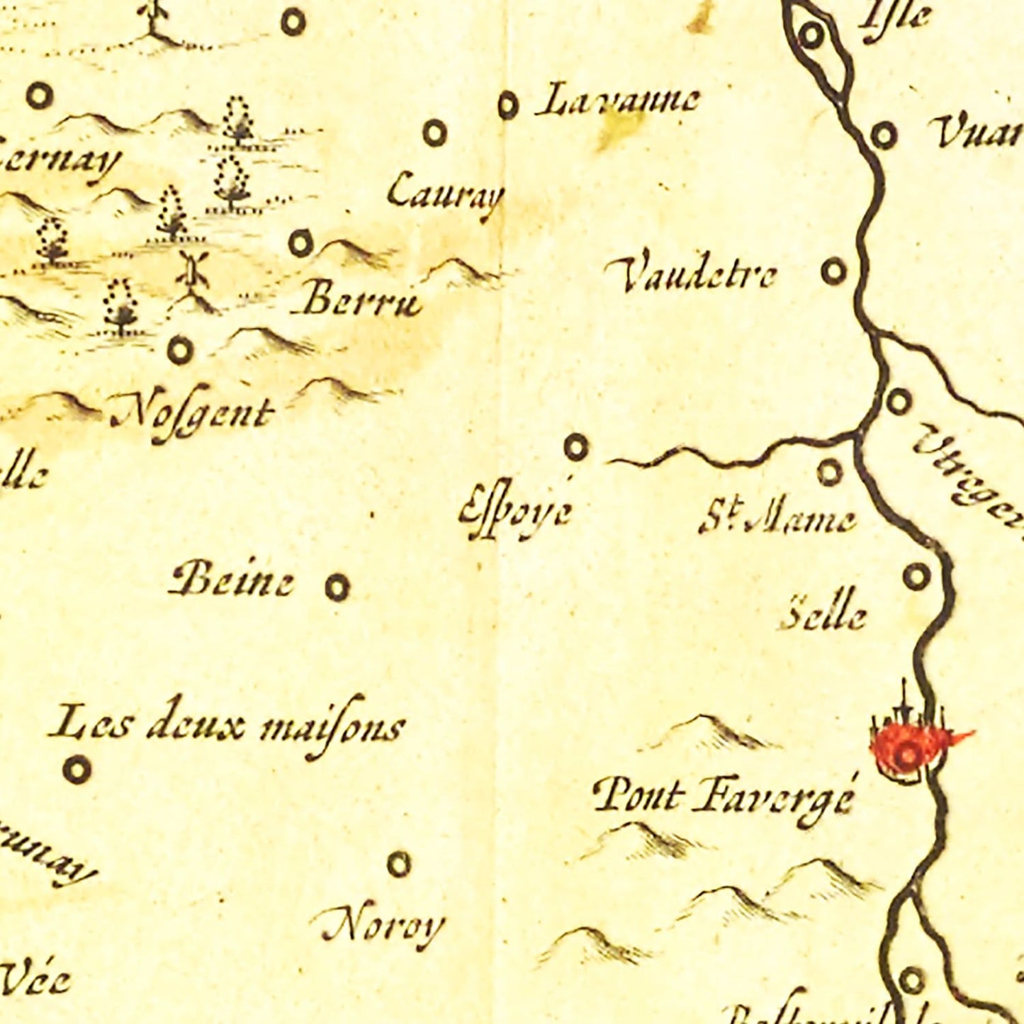 Vintage Map of the Champagne Region, France, 1665