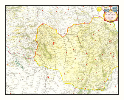 Vintage Map of the Champagne Region, France, 1665