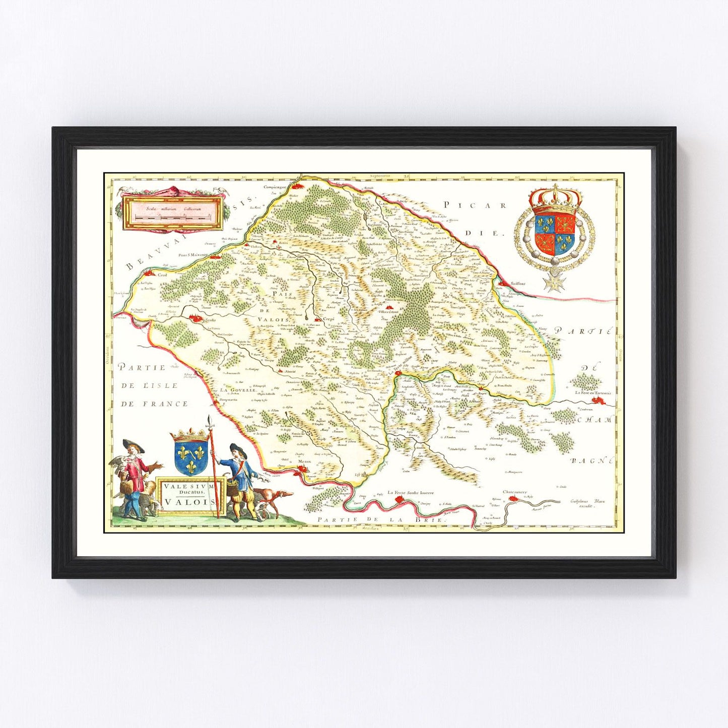 Vintage map of Valois, France, 1665