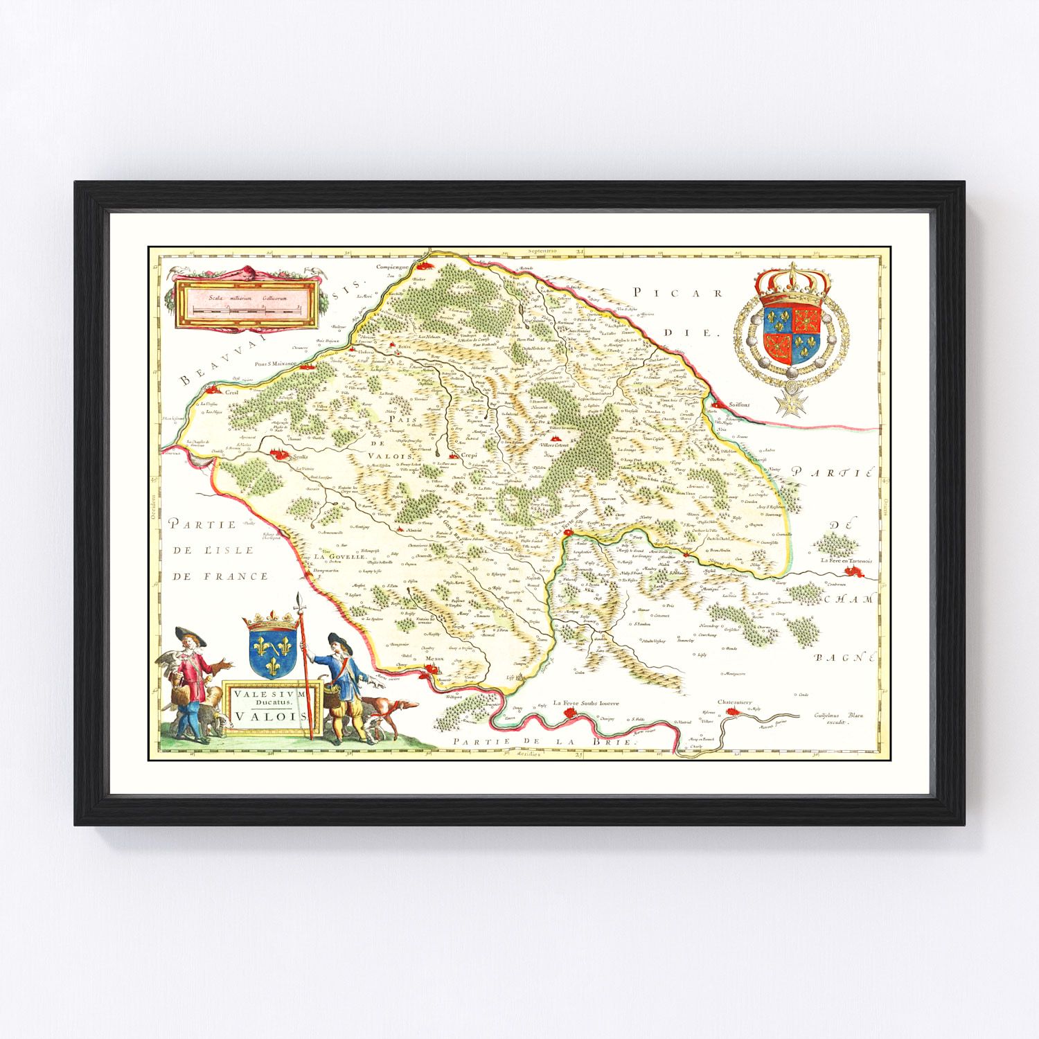 Vintage map of Valois, France, 1665