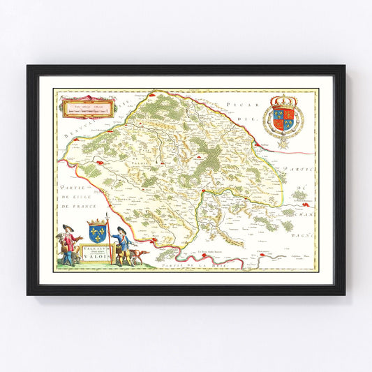 Vintage map of Valois, France, 1665
