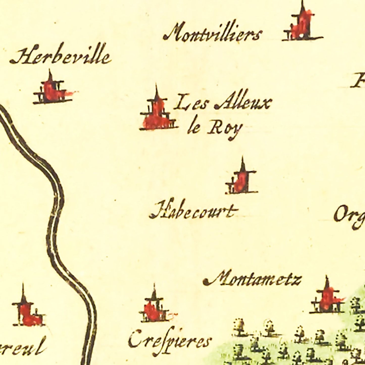 Vintage Map of the Paris Region, France, 1665