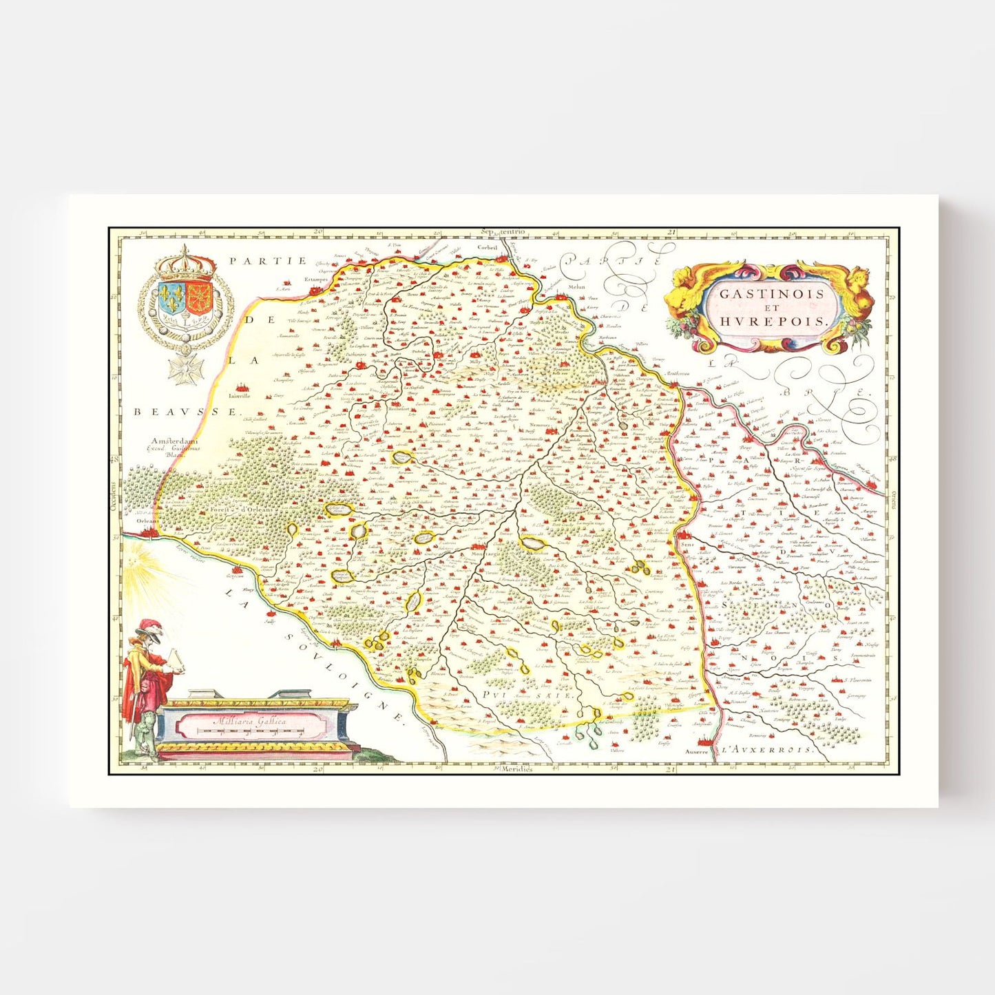 Vintage Map of Gastins and Hurepoix, France, 1665