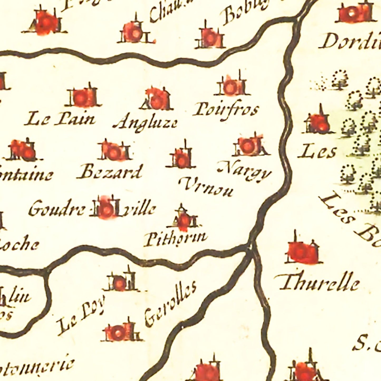 Vintage Map of Gastins and Hurepoix, France, 1665