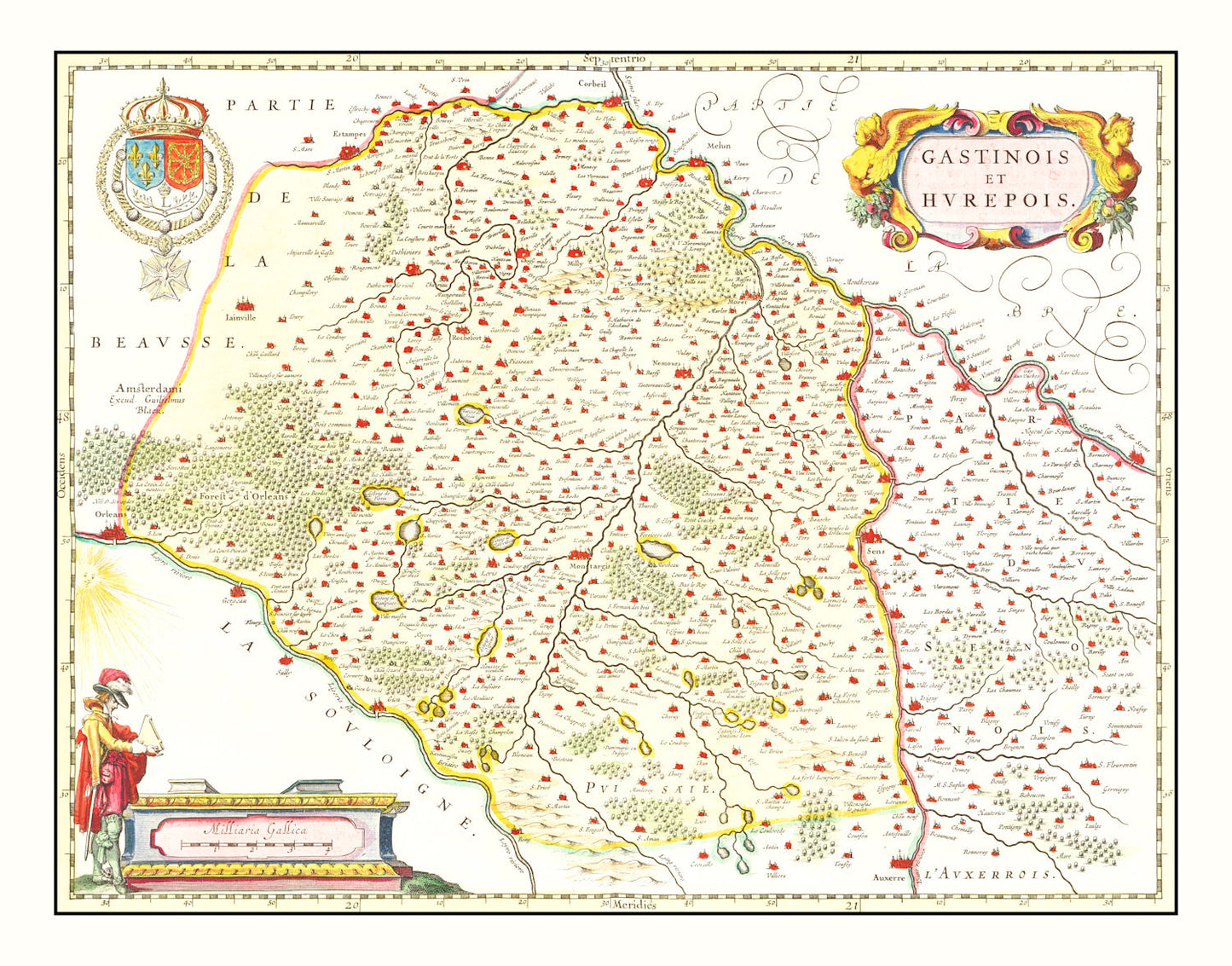Vintage Map of Gastins and Hurepoix, France, 1665