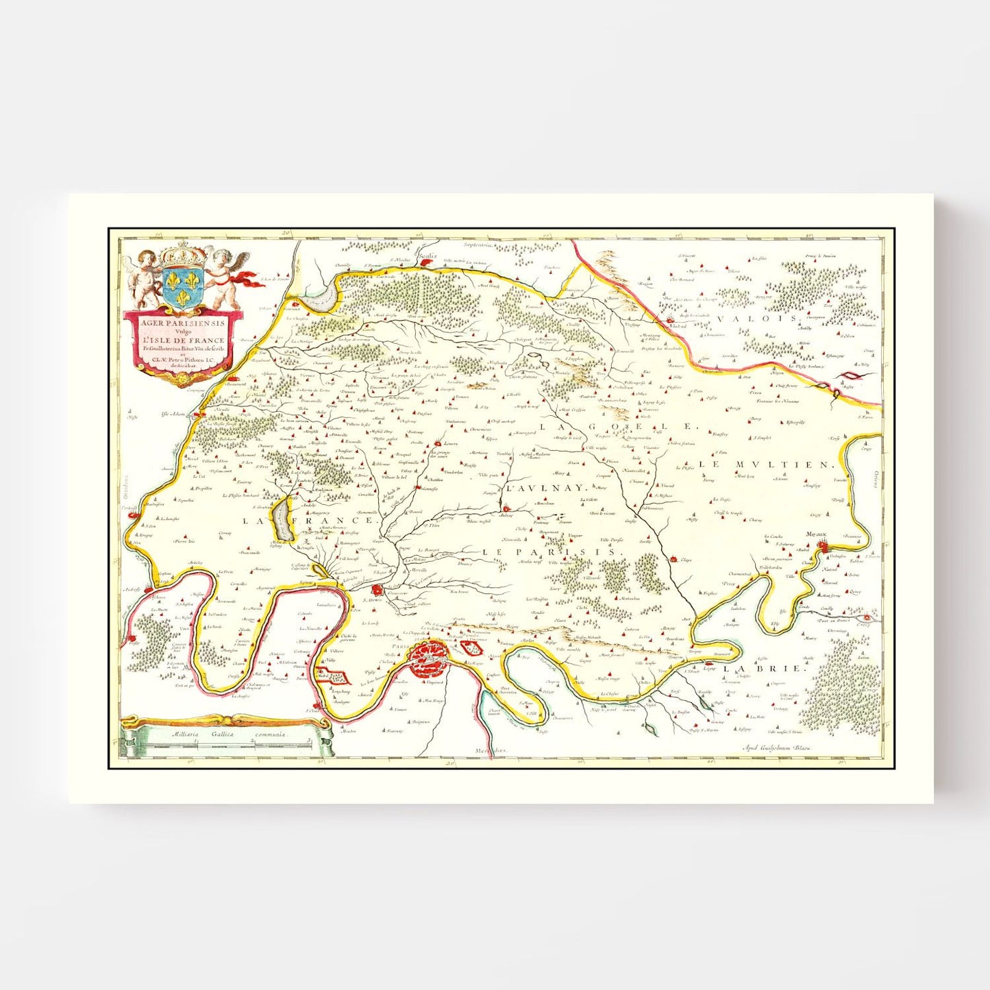 Vintage Map of Paris, France, 1665