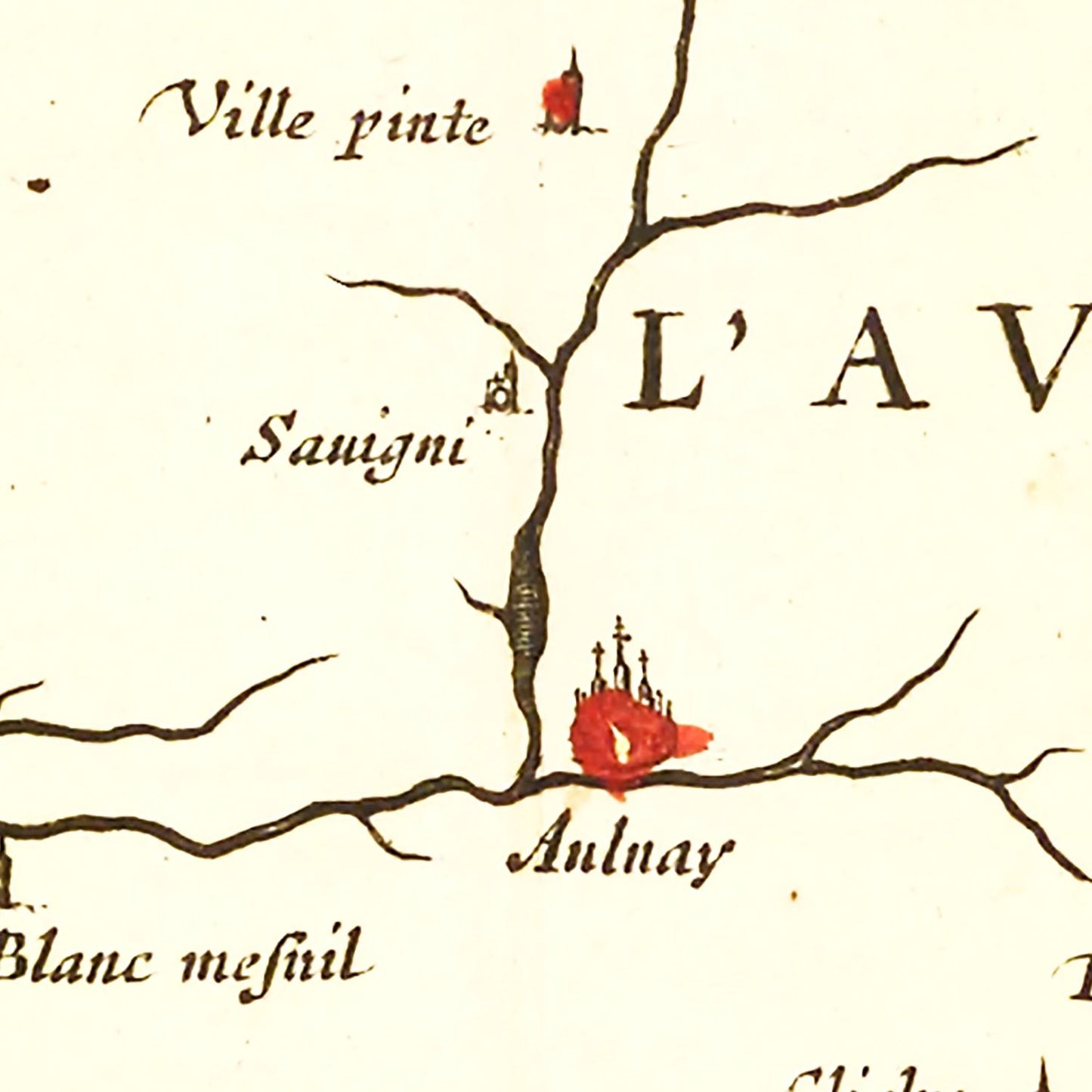 Vintage Map of Paris, France, 1665