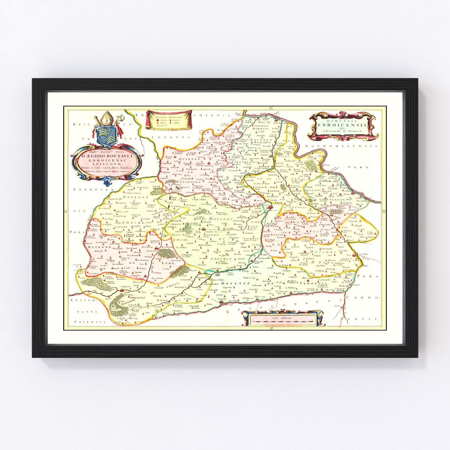 vintage map of France, 1665