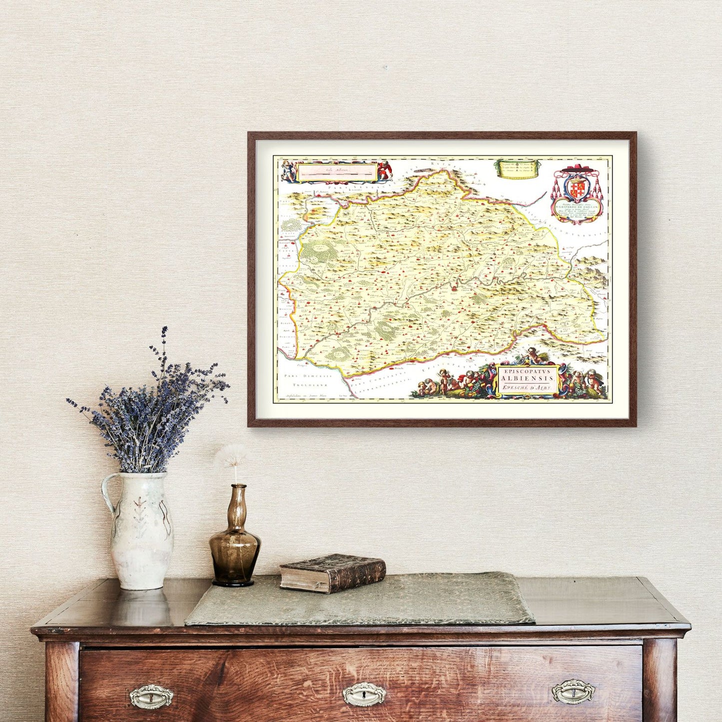 Vintage Map of Albi, France, 1665