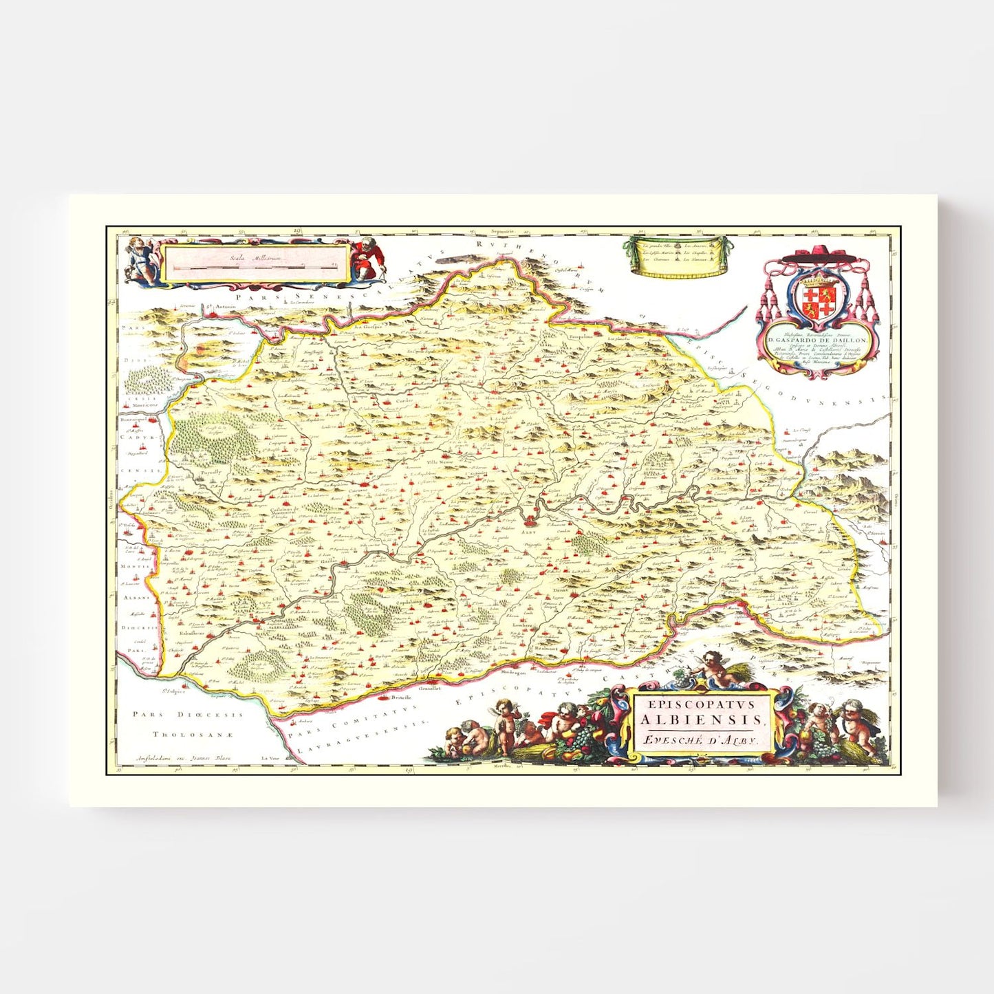 Vintage Map of Albi, France, 1665