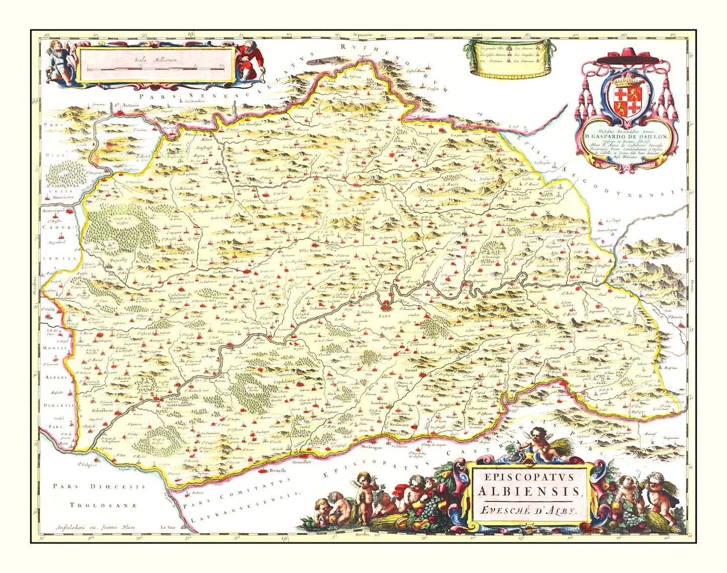 Vintage Map of Albi, France, 1665