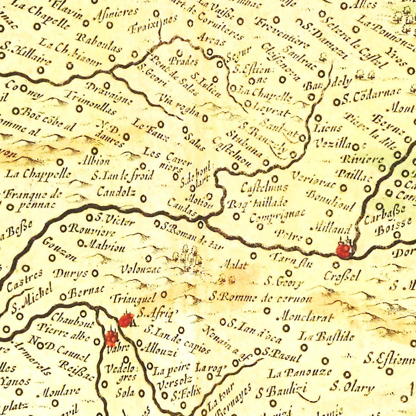 Vintage Map of Languedoc, France, 1665